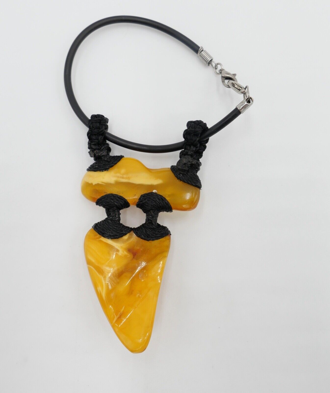 UNIKAT Bernstein butterscotch Hängearmband mit Kautschuk Band Armband - Antikhandel-Stuttgart