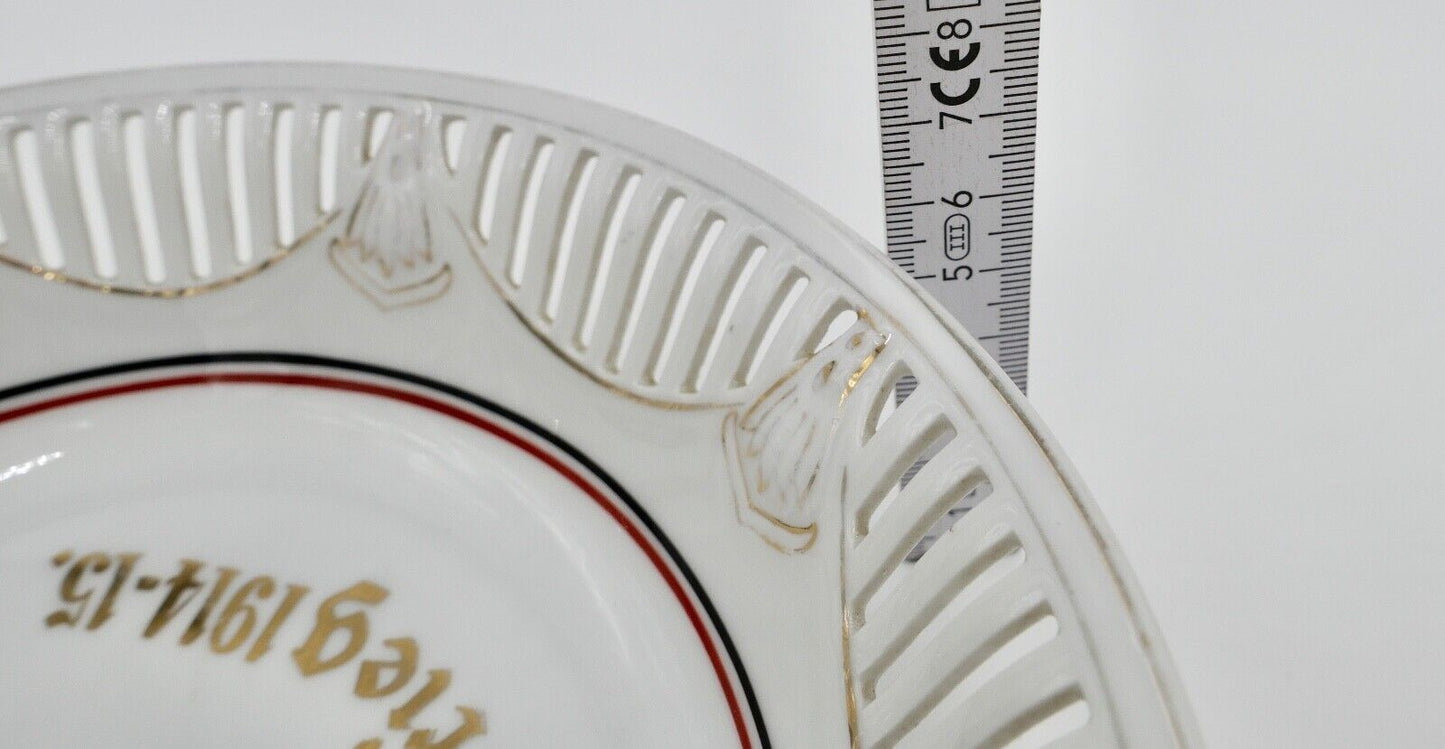 Patriotischer Zierteller Durchbruchteller AUS GROSSER ZEIT Weltkrieg 1914-1915 - Antikhandel-Stuttgart