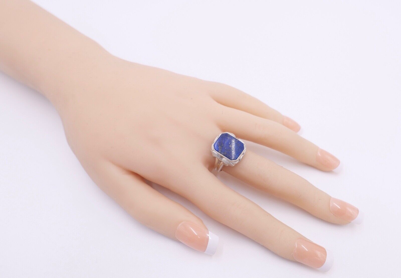 Massiver JUGENDSTIL Herren Damen Ring 835 Silber Gr. 54 Lapislazuli Lapis blau - Antikhandel-Stuttgart