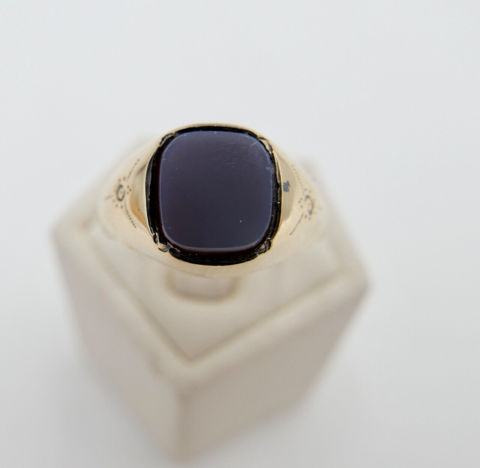 Antiker Jugendstil Siegelring Ring Gold 585 14K Gr. 59 Blauer Achat Lagenstein - Antikhandel-Stuttgart