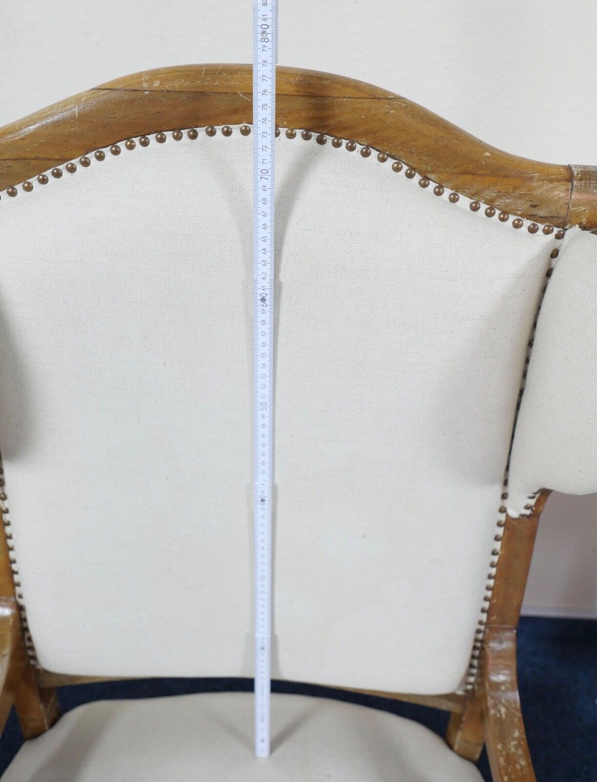 antik Ohrenbackensessel um 1860 Stuhl Sessel Eiche creme - Antikhandel-Stuttgart