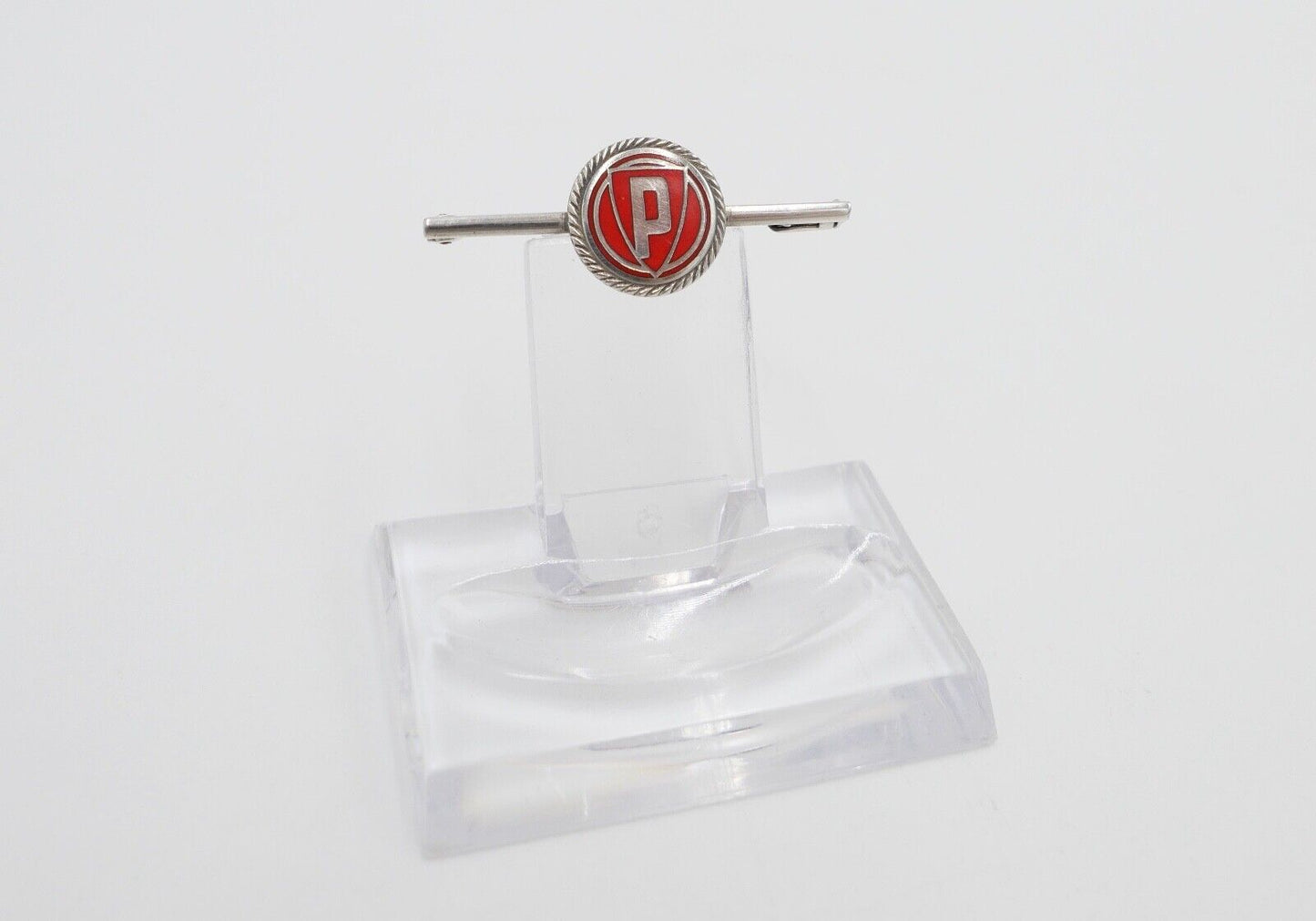 B.H. Mayer Pforzheim Pin Anstecknadel Brosche Silber 935 Emaille P Ø 14mm x 39mm - Antikhandel-Stuttgart