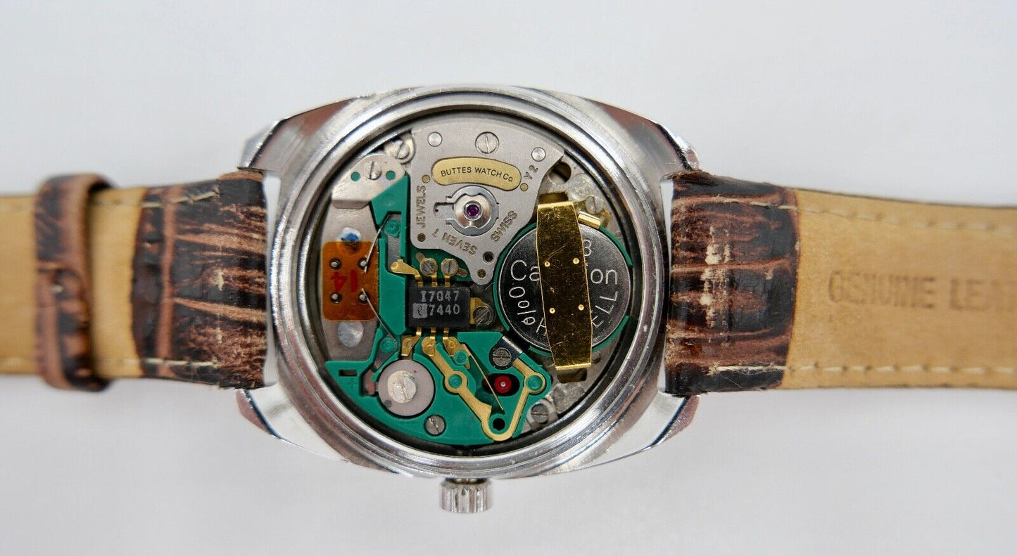 Vintage BWC Transi Tronic seltenes braunes Ziffernblatt Quartz Armbanduhr 1970er - Antikhandel-Stuttgart