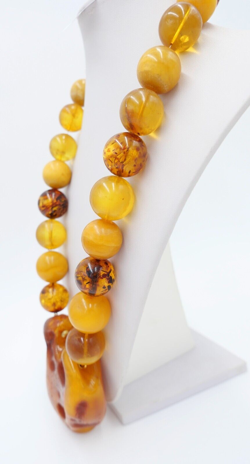 Vintage XXL Bernstein butterscotch Kette Collier Amber 340 Gramm Silber Magnet - Antikhandel-Stuttgart