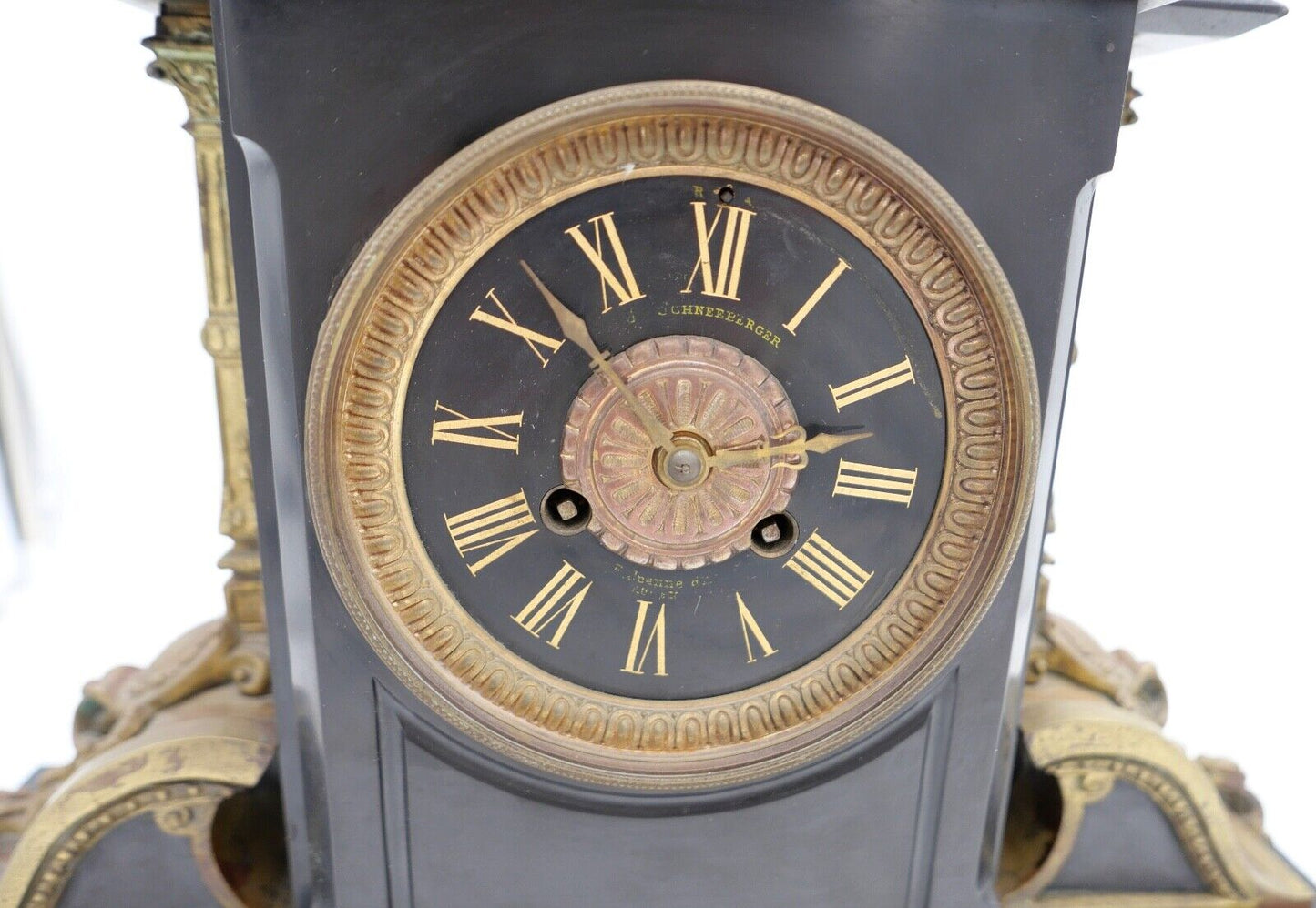 Antike XXL Schneeberger Pendule Kaminuhr um 1870 Historismus sehr schwer - Antikhandel-Stuttgart