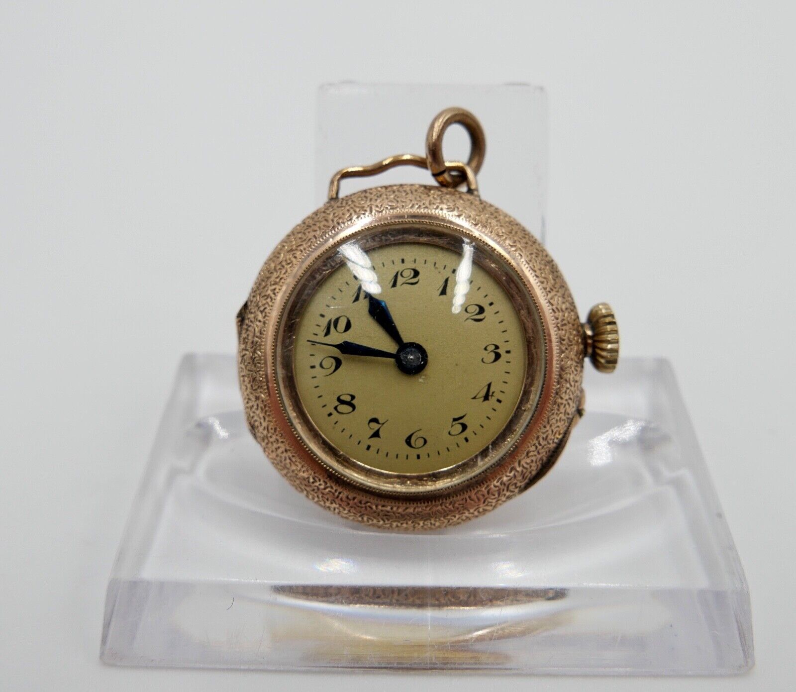 Antike Schweizer Damen Taschenuhr Kettenuhr 585 Gold Floral Emaille OPEN FACE - Antikhandel-Stuttgart