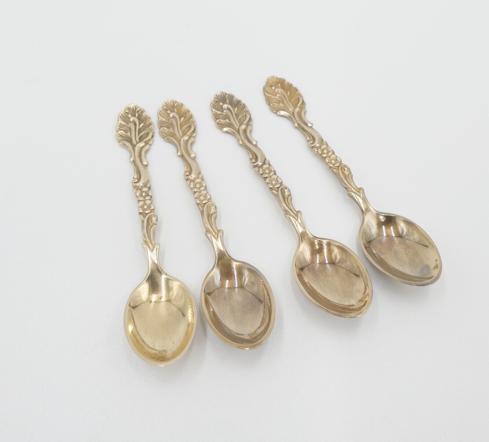 1947 Dänemark Johannes Siggaard 830 Silber vergoldet Mokka Löffel 4 Stück - Antikhandel-Stuttgart