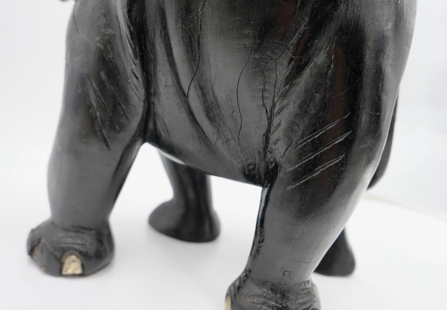 Großer massiver antiker Afrikanischer Holz Elefant 48x38 cm beschichtet 6,1 Kg - Antikhandel-Stuttgart