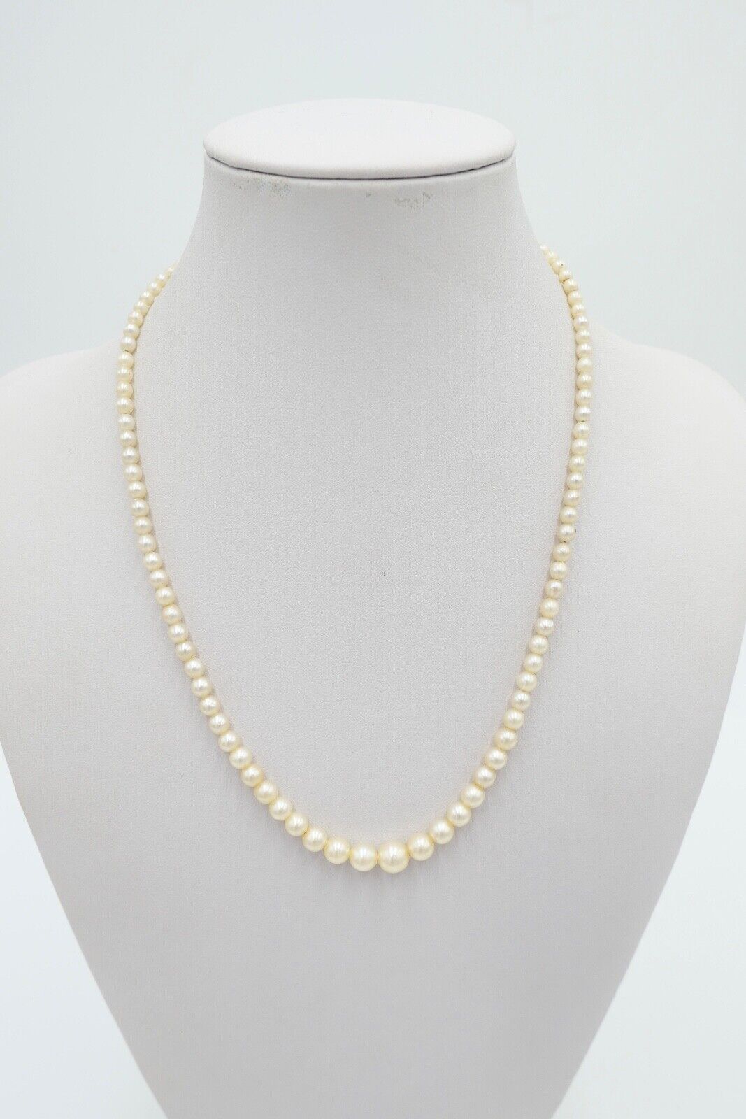 40er Jahre Perlenkette Collier Zuchtperle 47 cm Gold 585 / 14K Perlen Ø 7,1 mm - Antikhandel-Stuttgart