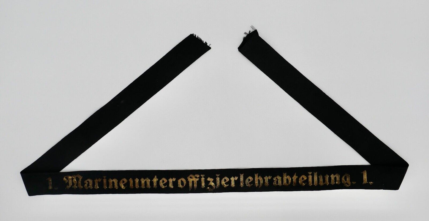 Mützenband " 1. Marineunteroffizierlehrabteilung.1 " Kriegsmarine WK WW Cap - Antikhandel-Stuttgart