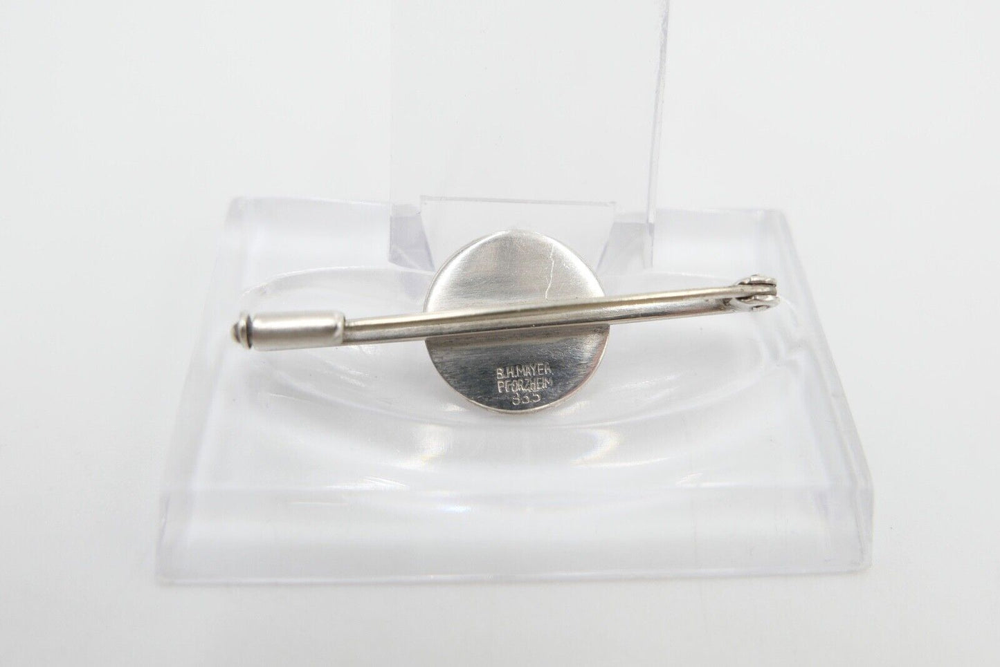 B.H. Mayer Pforzheim Pin Anstecknadel Brosche Silber 935 Emaille P Ø 14mm x 39mm - Antikhandel-Stuttgart