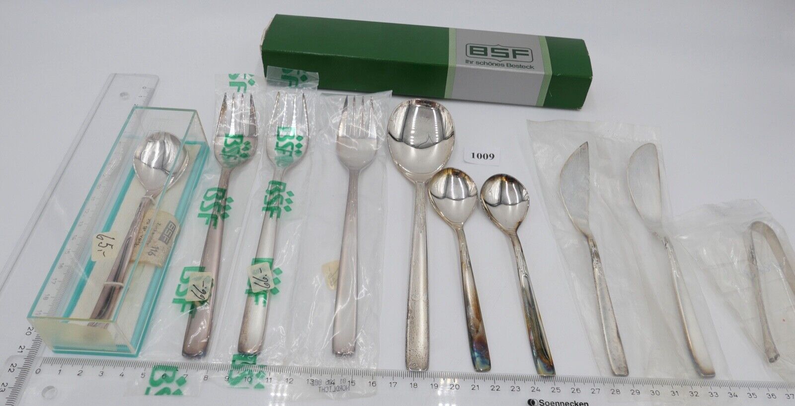 - NEU - 10 Teile BSF NORDLICHT 90er Silber Löffel Butter Fischmesser Zuckerzange - Antikhandel-Stuttgart