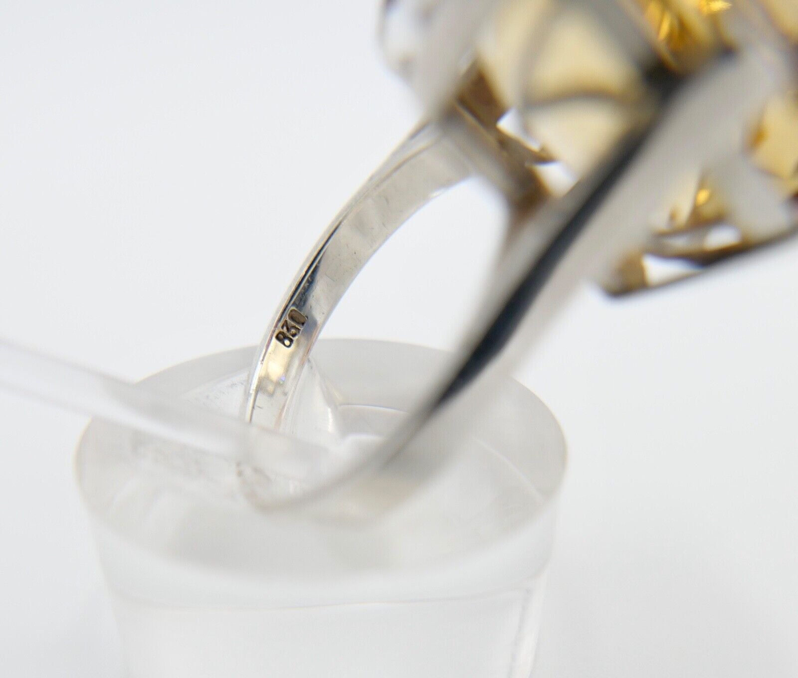 60er Jahre Damenring Gr. 56 Ring 830 Silber synthetischer Citrin - Antikhandel-Stuttgart