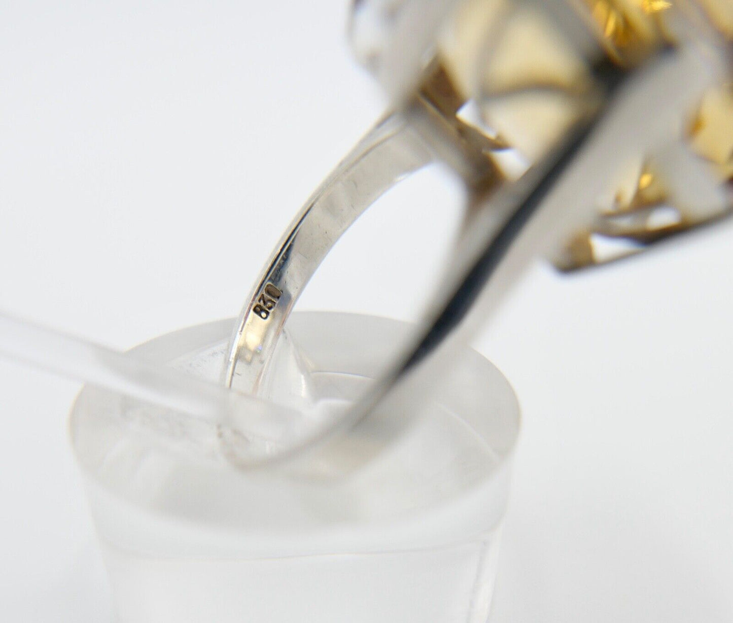 60er Jahre Damenring Gr. 56 Ring 830 Silber synthetischer Citrin - Antikhandel-Stuttgart