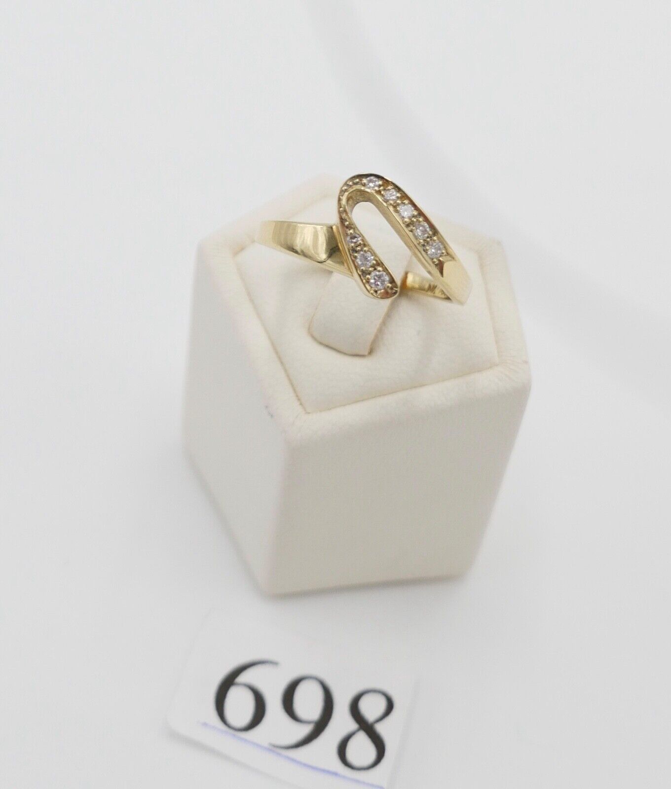 WK Damen Wishbone V-Form Gelbgold Brillant Ring 585 14K Gr. 56 Diamanten - Antikhandel-Stuttgart