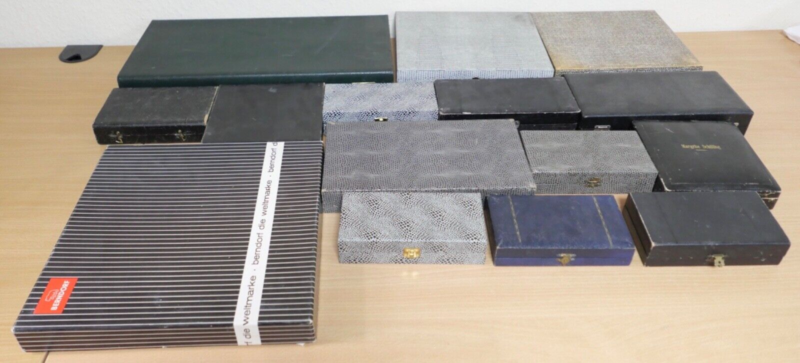 Konvolut antik alte Besteckkasten Aufbewahrung BERNDORF WENZ SCHILLING MAYER - Antikhandel-Stuttgart