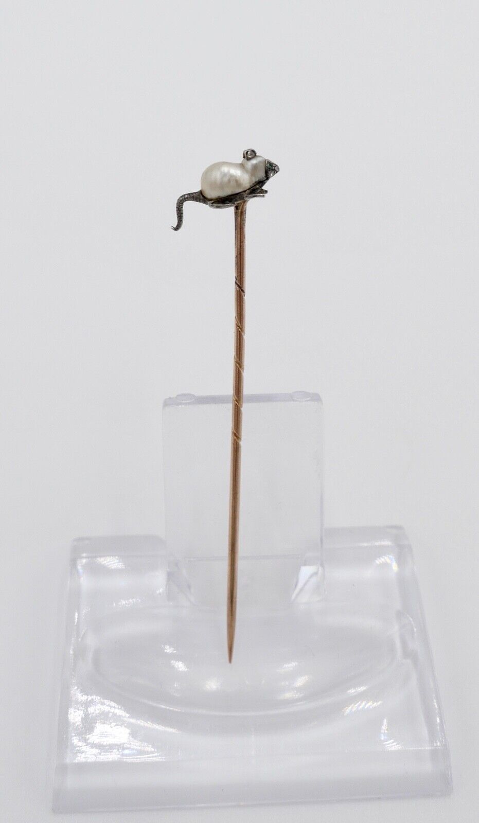 Antik Jugendstil MAUS Gold Anstecknadel Diamanten Perle 585 14K UNIKAT - Antikhandel-Stuttgart