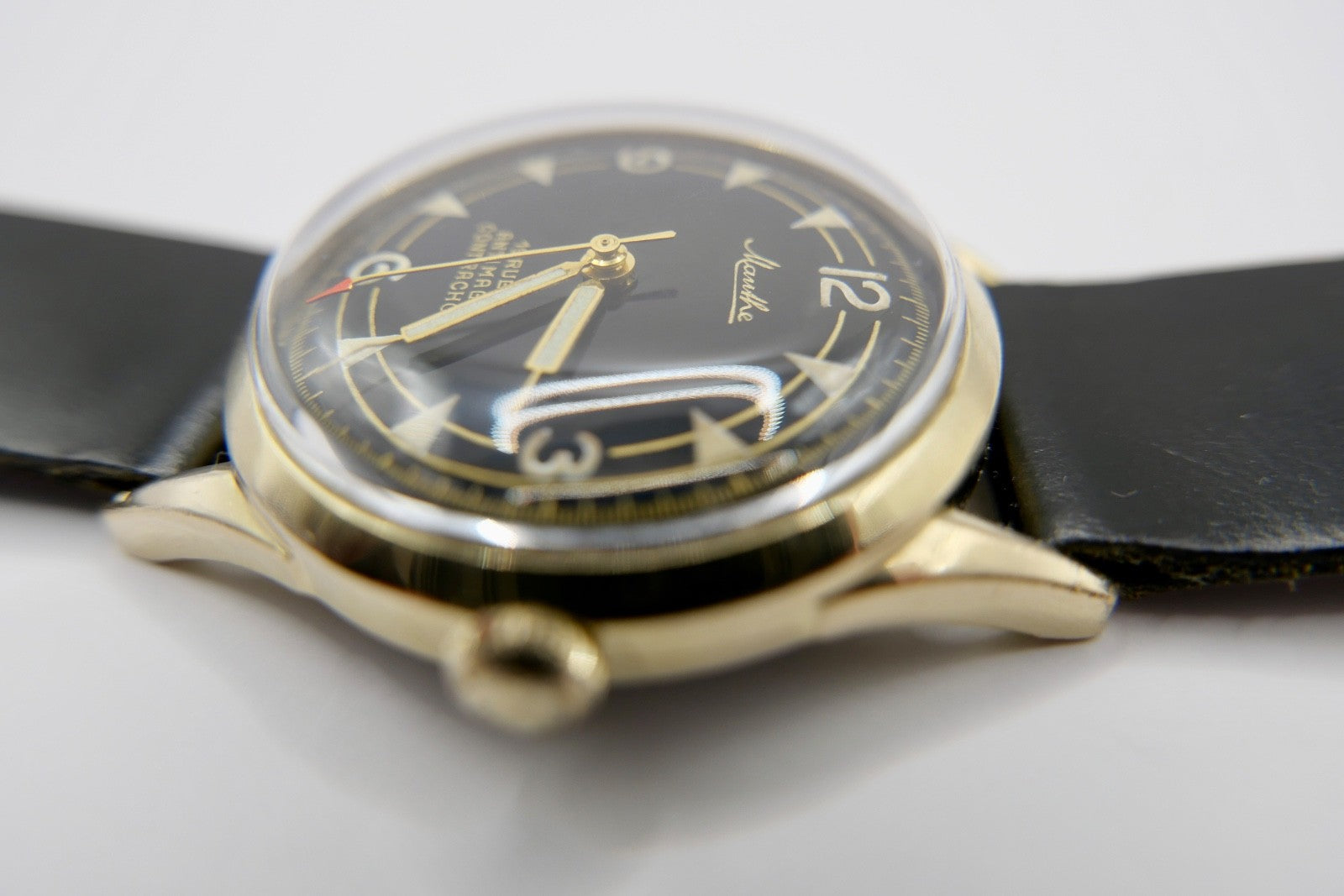 MAUTHE  1950er Jahre Contrachoc VW 100000 KM Herrenuhr Handaufzug Cal. 610