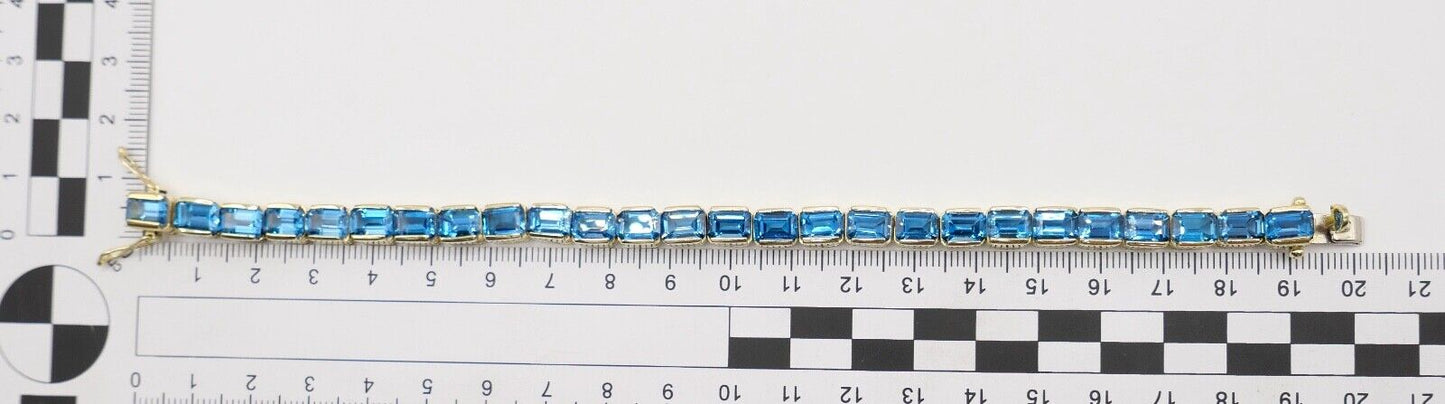 1990er Jahre Blau TOPAS TOPAZ 750 18K Gelbgold GOLD Tennis Armband 32,5 Ctw - Antikhandel-Stuttgart