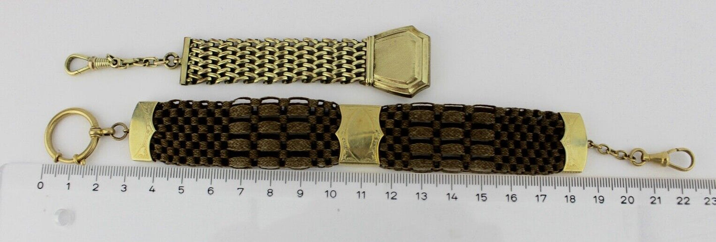 8 Antike Taschenuhr Kette pocket watch Chain Goldcharm Amerika Chronos Vergoldet - Antikhandel-Stuttgart