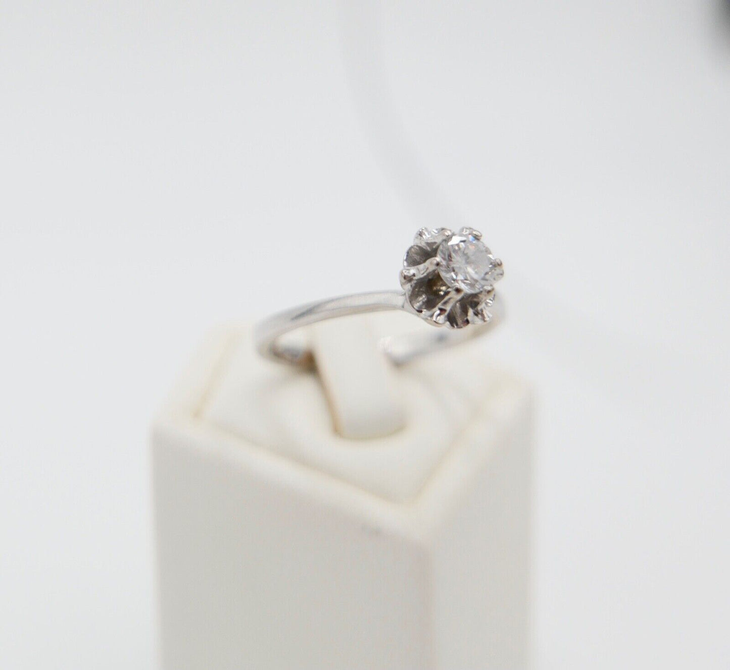 Solitär Weißgold Ring 585 14K mit 1 Brillant 0,24 Ct Gr.56-57 TW - Antikhandel-Stuttgart