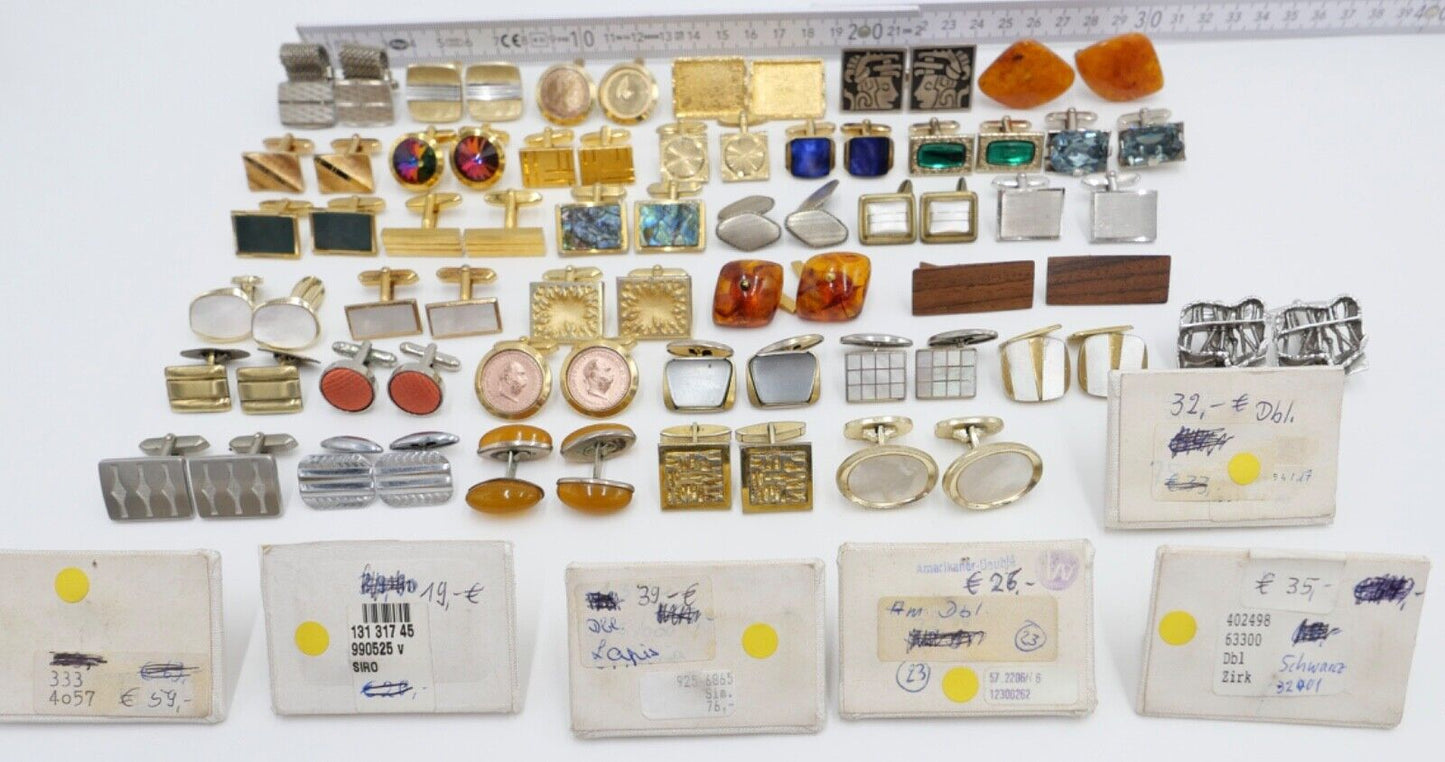 Konvolut LOT Posten Manschettenknöpfe NEU gebraucht 1960-1990er vergoldet 42 St - Antikhandel-Stuttgart