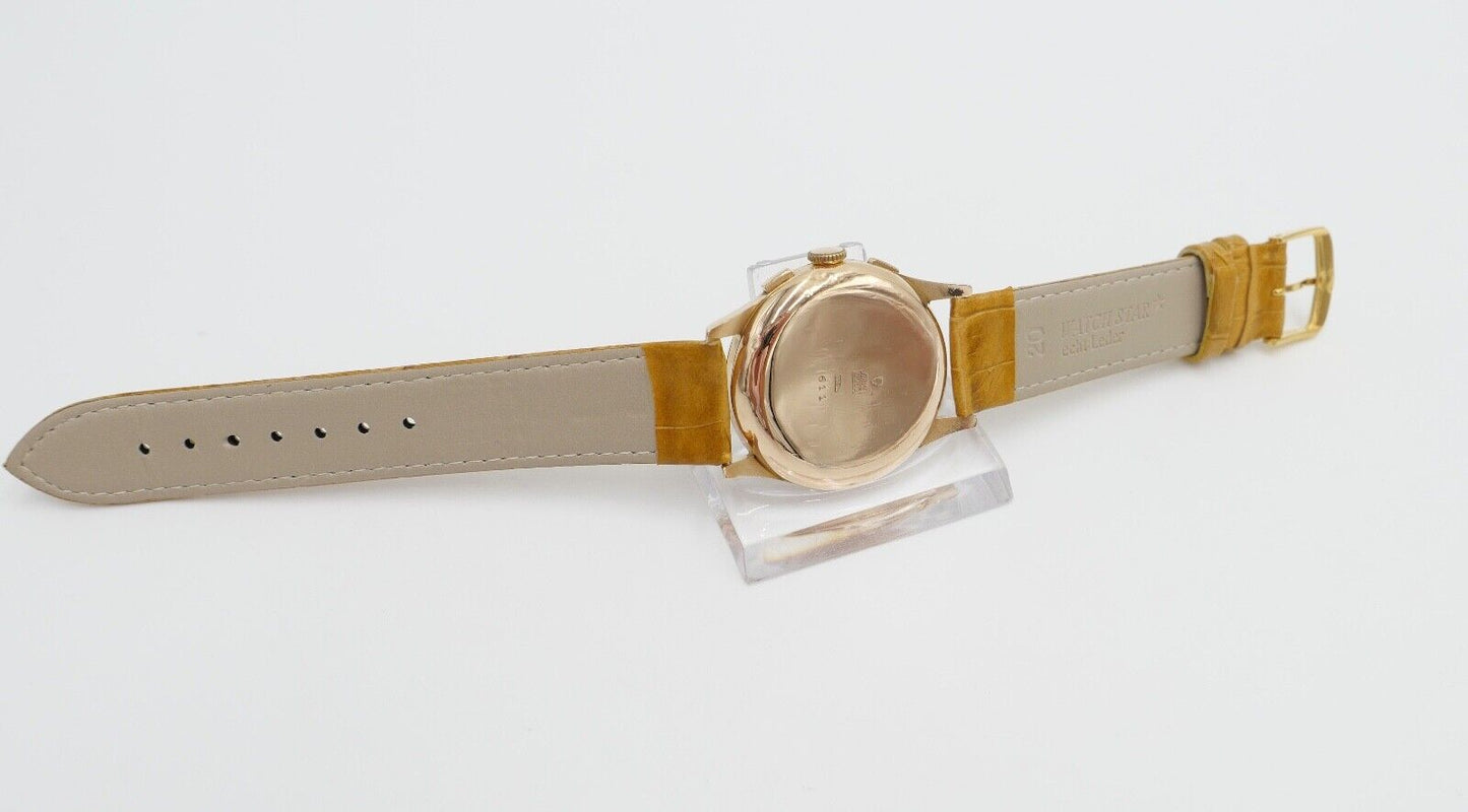 Torina Chronograph 1950er 750 18K Gold Landeron L.248 Herren Armbanduhr Ø 37,5mm - Antikhandel-Stuttgart