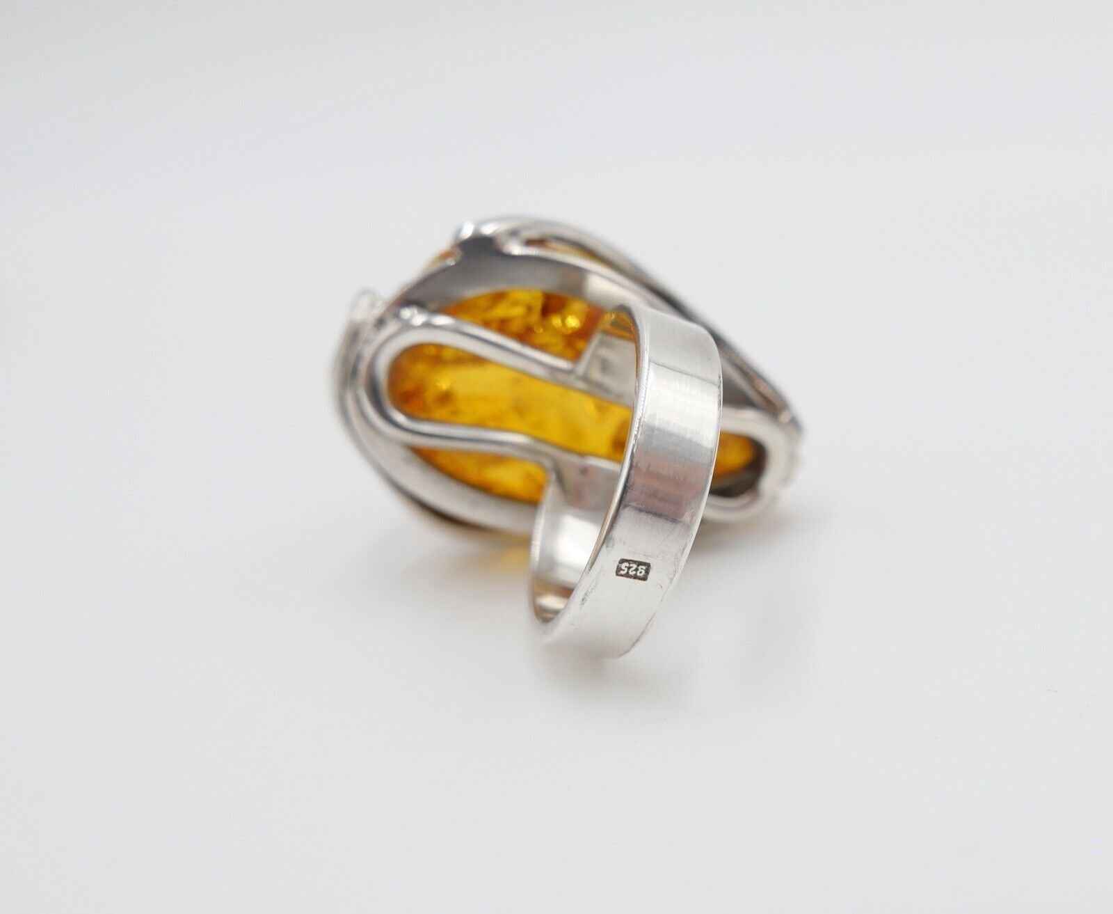 Bernstein Handarbeit Designer Ring Gr. 59 Silber 925 - Antikhandel-Stuttgart