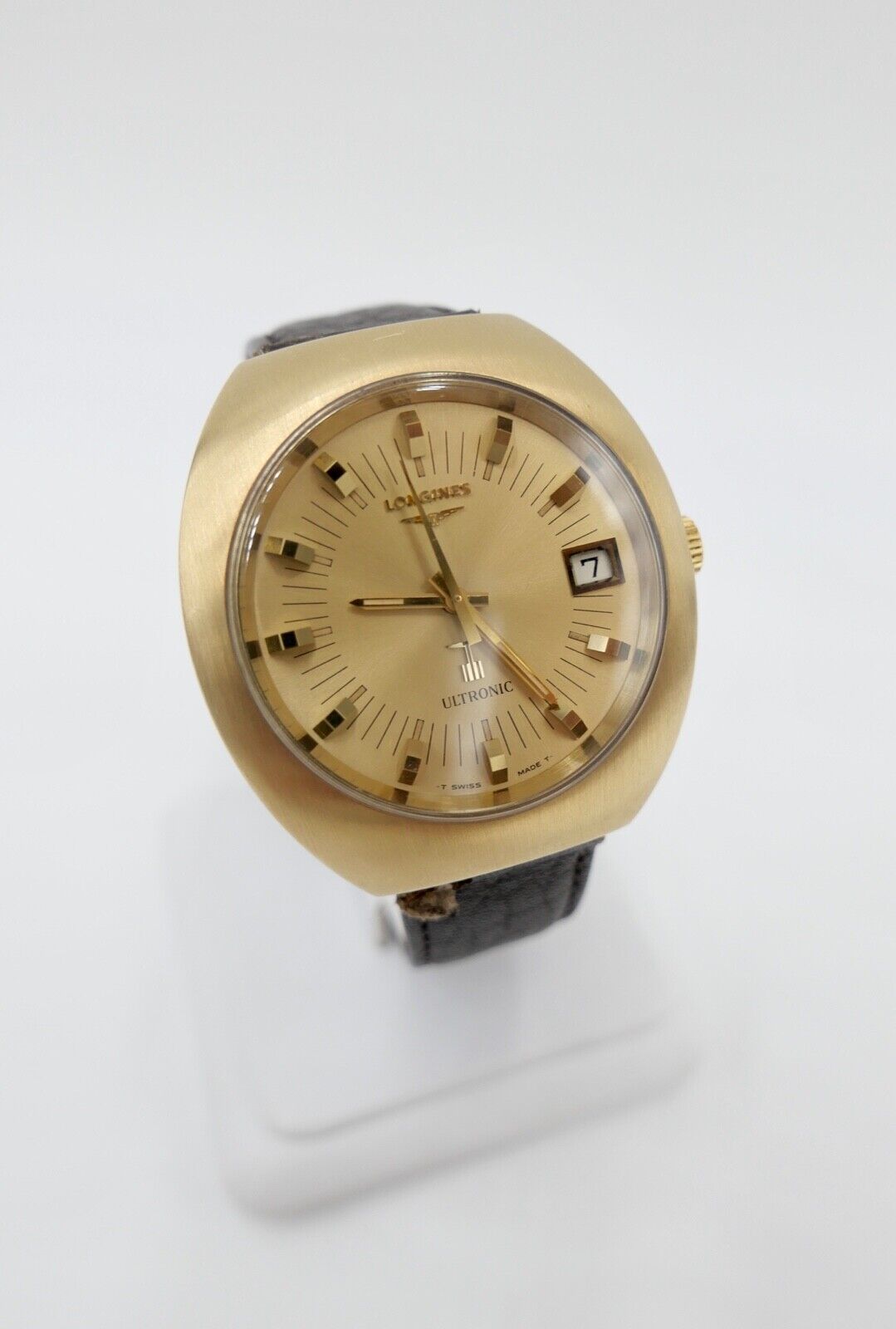 Vintage 70er LONGINES ULTRONIC 40x43 mm Gold Cal. 6312 Herrenuhr 6253 8494-1 - Antikhandel-Stuttgart