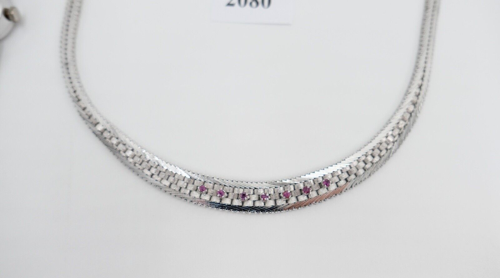 835 Silber Rubin Set " Armband Ring Uhr Ohrringe Collier " 1970er Jahre - Antikhandel-Stuttgart