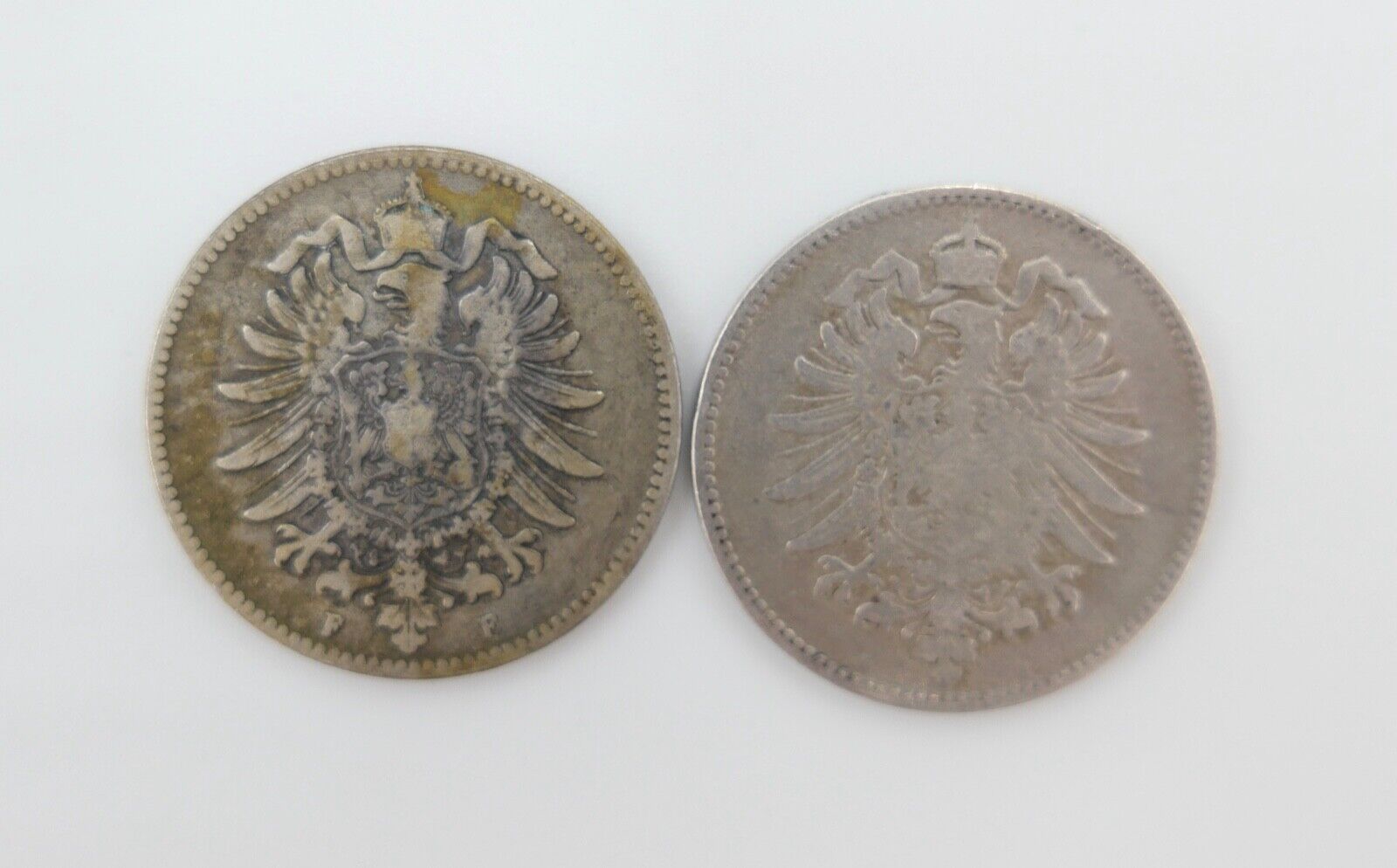 2x 1 Mark Deutsches Reich 1874 F G Jäger J.9 - Antikhandel-Stuttgart