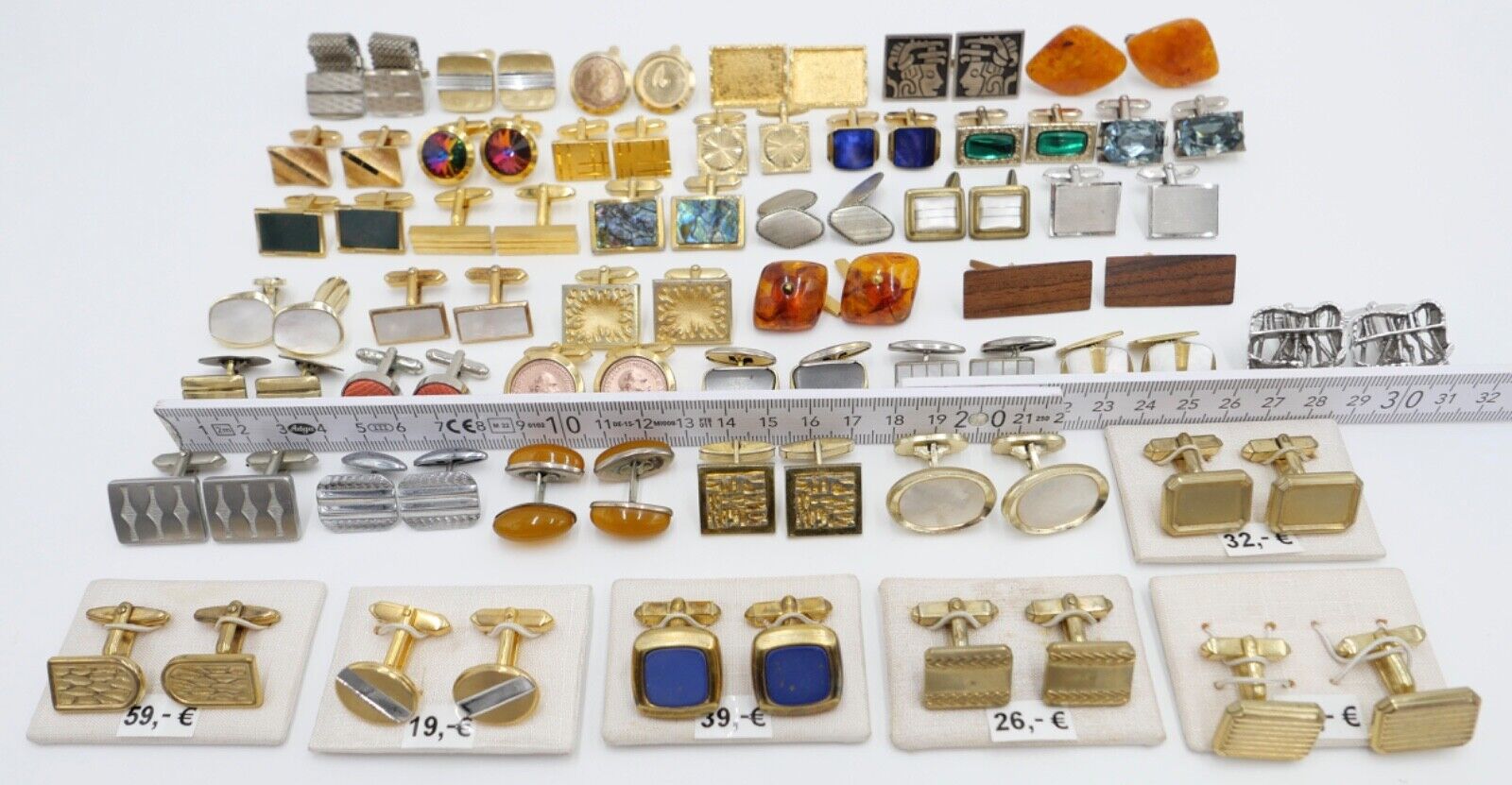 Konvolut LOT Posten Manschettenknöpfe NEU gebraucht 1960-1990er vergoldet 42 St - Antikhandel-Stuttgart
