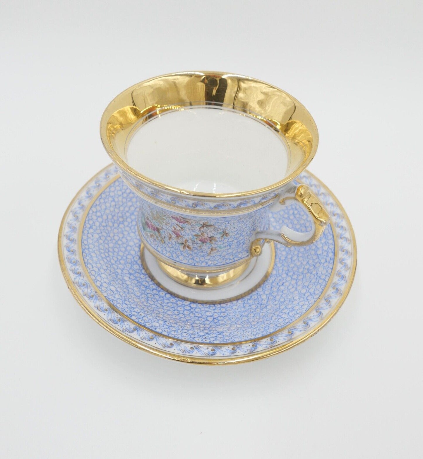 antike Historismus Porzellan Tasse & Untertasse August Rappsilber 1880-1886 - Antikhandel-Stuttgart