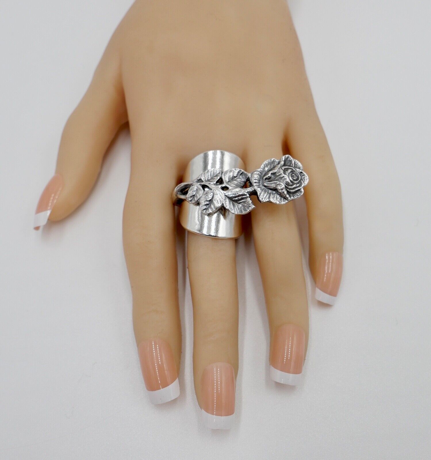 SELTENER Christoph Widmann Damenring versilbert CW 100 Gr. 61 Hildesheimer Rose - Antikhandel-Stuttgart