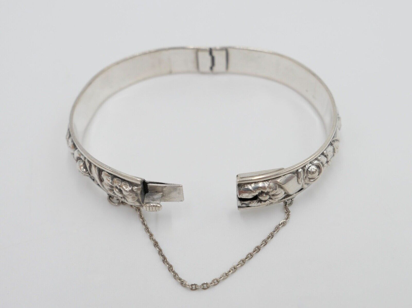 60er Jahre florales im Jugendstil Armband Silber 835 Blumendekor - Antikhandel-Stuttgart