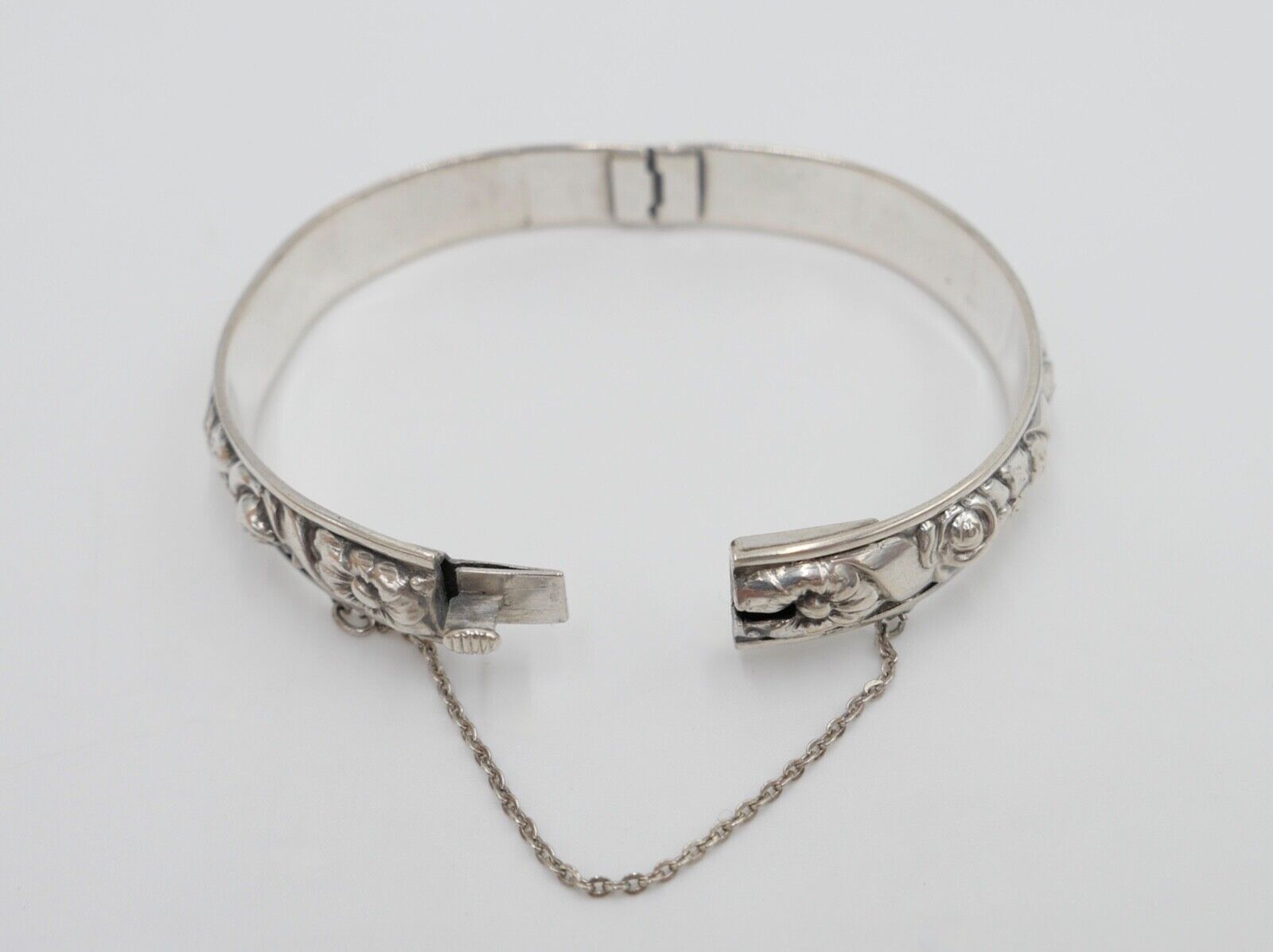 60er Jahre florales im Jugendstil Armband Silber 835 Blumendekor - Antikhandel-Stuttgart