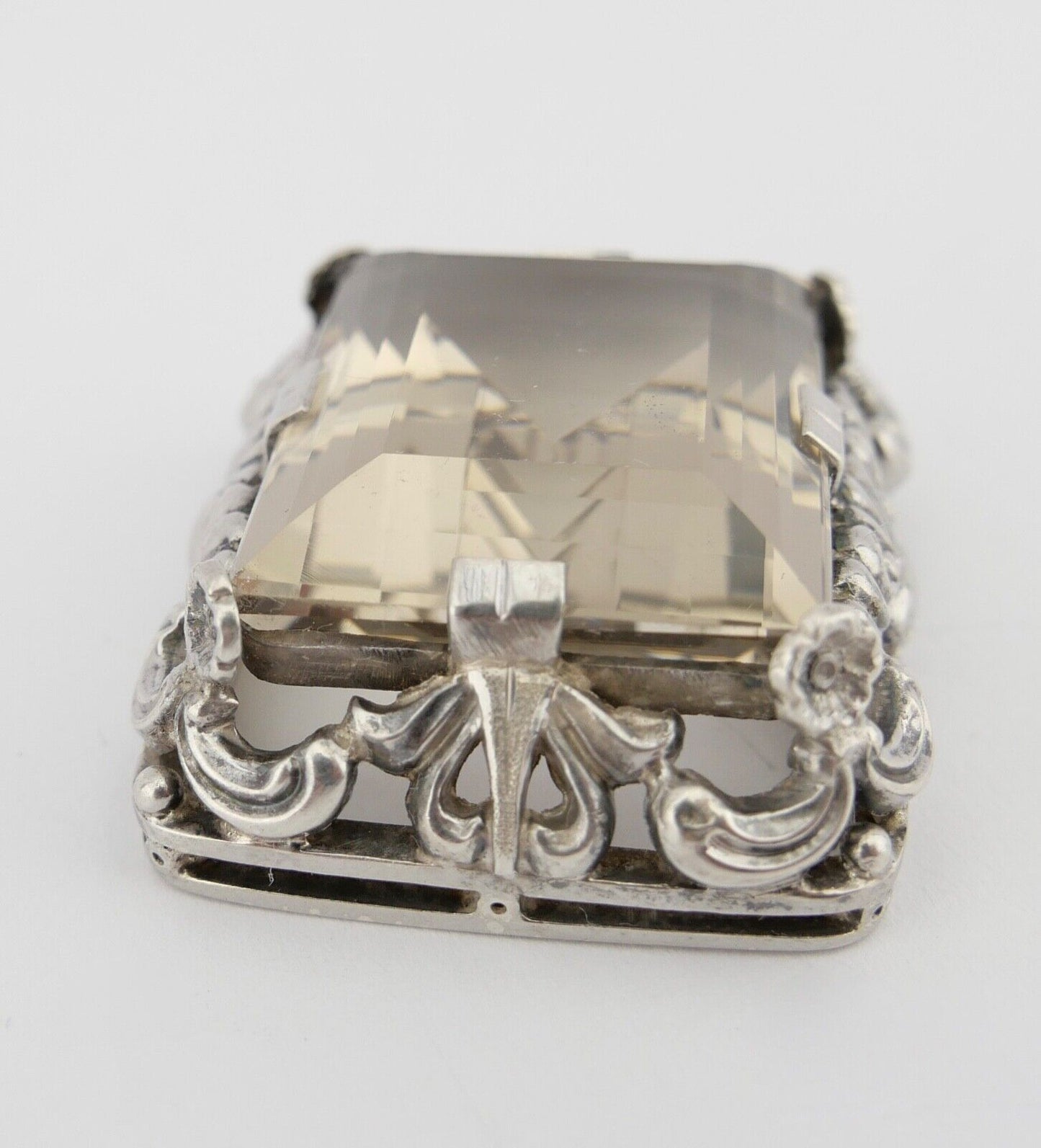 Großer Jugendstil 835 Silber Anhänger Art Deco Beryll weiß Ø 2,4 cm um 1900 - Antikhandel-Stuttgart