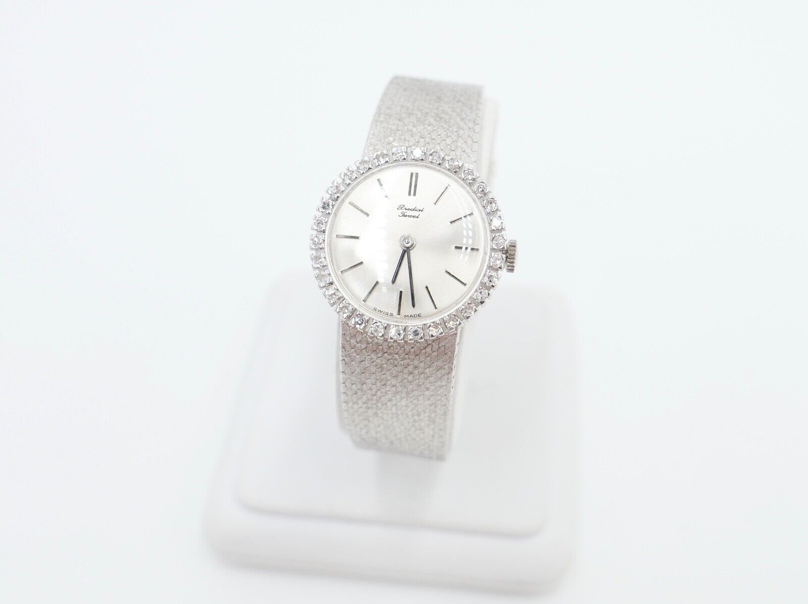 Elegante Predial Weißgold Damen Uhr mit Diamantbesatz 750/18K Lady watch Ø 24 mm - Antikhandel-Stuttgart