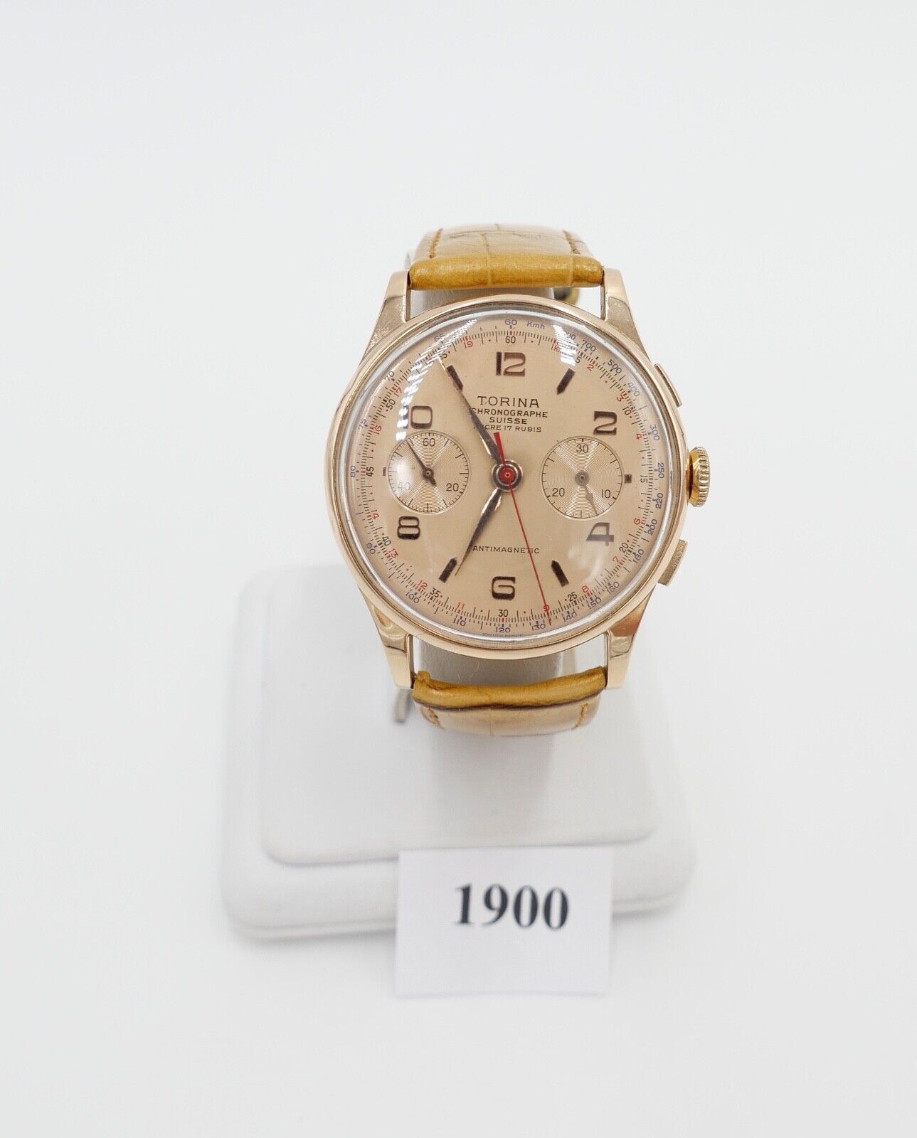 Torina Chronograph 1950er 750 18K Gold Landeron L.248 Herren Armbanduhr Ø 37,5mm - Antikhandel-Stuttgart