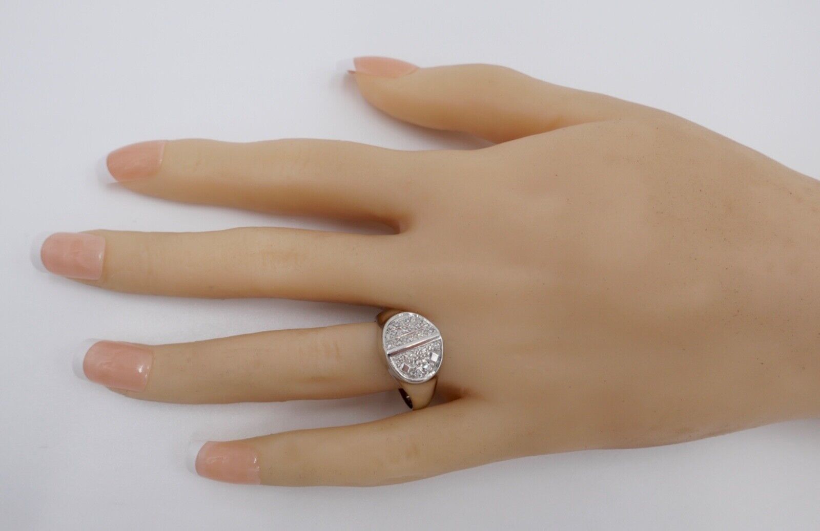 Weißgold Ring Damen 585 14K mit 14 Brillanten / Diamanten 0,31 Ctw Gr. 62 - Antikhandel-Stuttgart