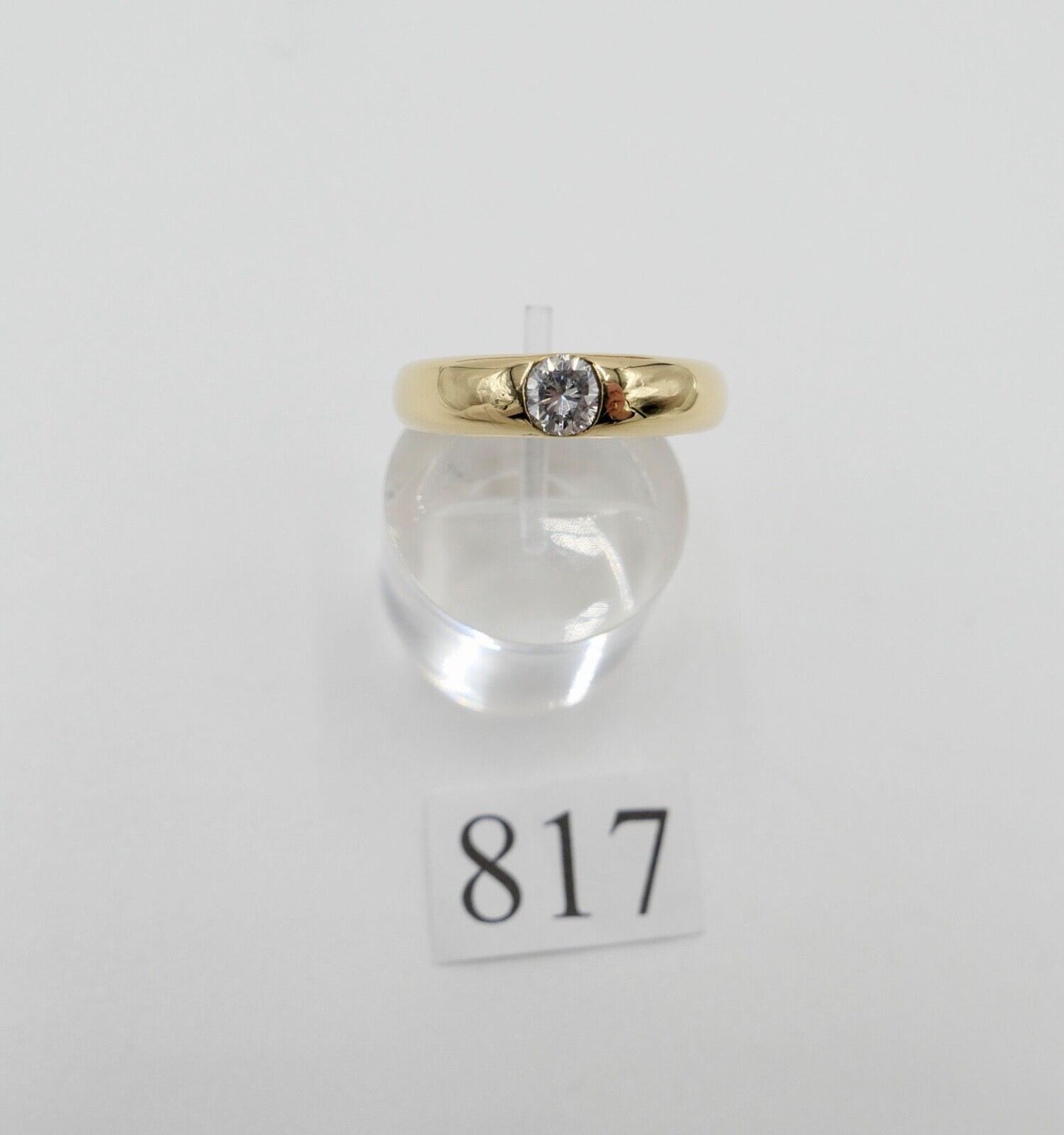 Massiver Solitär Gelbgold Damen Brillant Ring 0,46 Ct 750 18K Gr.59 SI - E - Antikhandel-Stuttgart