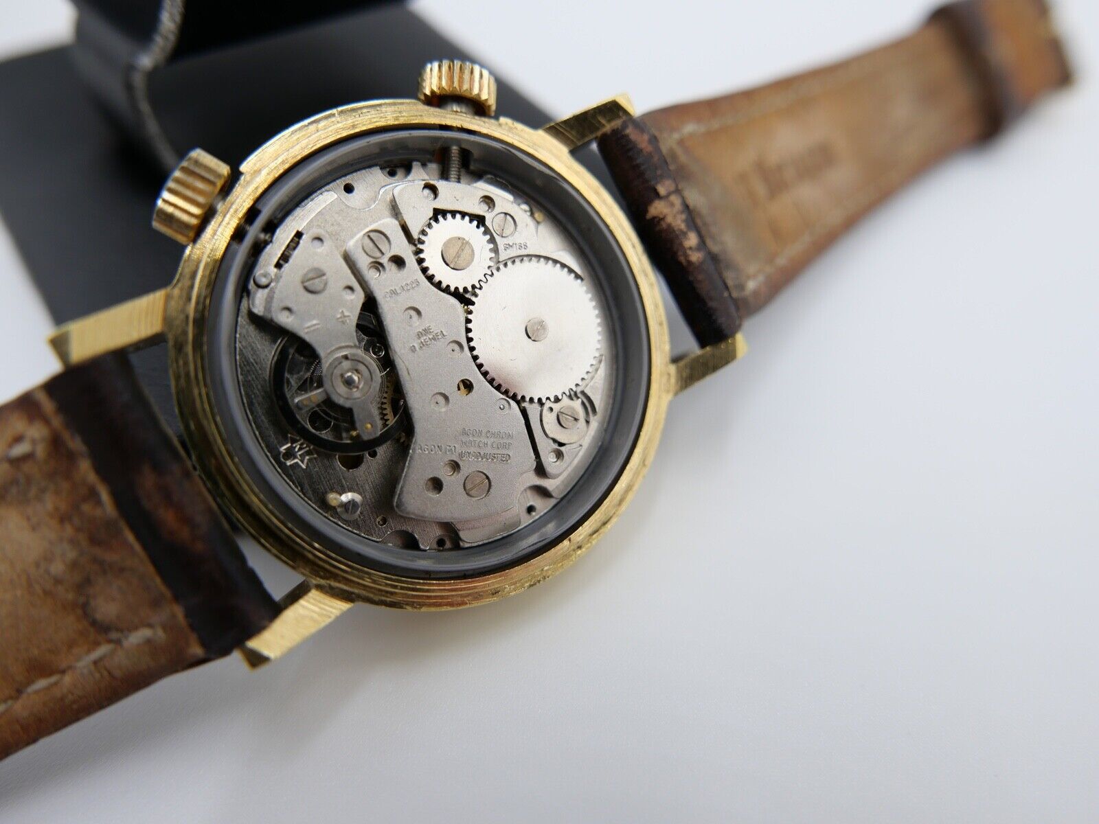 SEARS Mechanical Alarm 1970er Jahre Herrenuhr Handaufzug mit Lederband 16206 - Antikhandel-Stuttgart