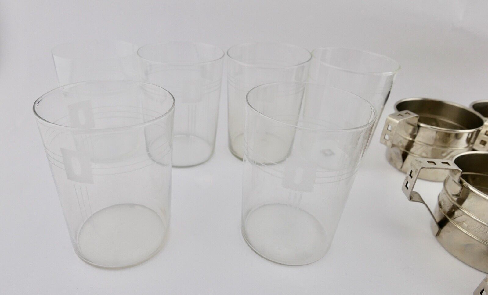 6x Teeglashalter mit Glaseinsatz 50er Jahre - Antikhandel-Stuttgart