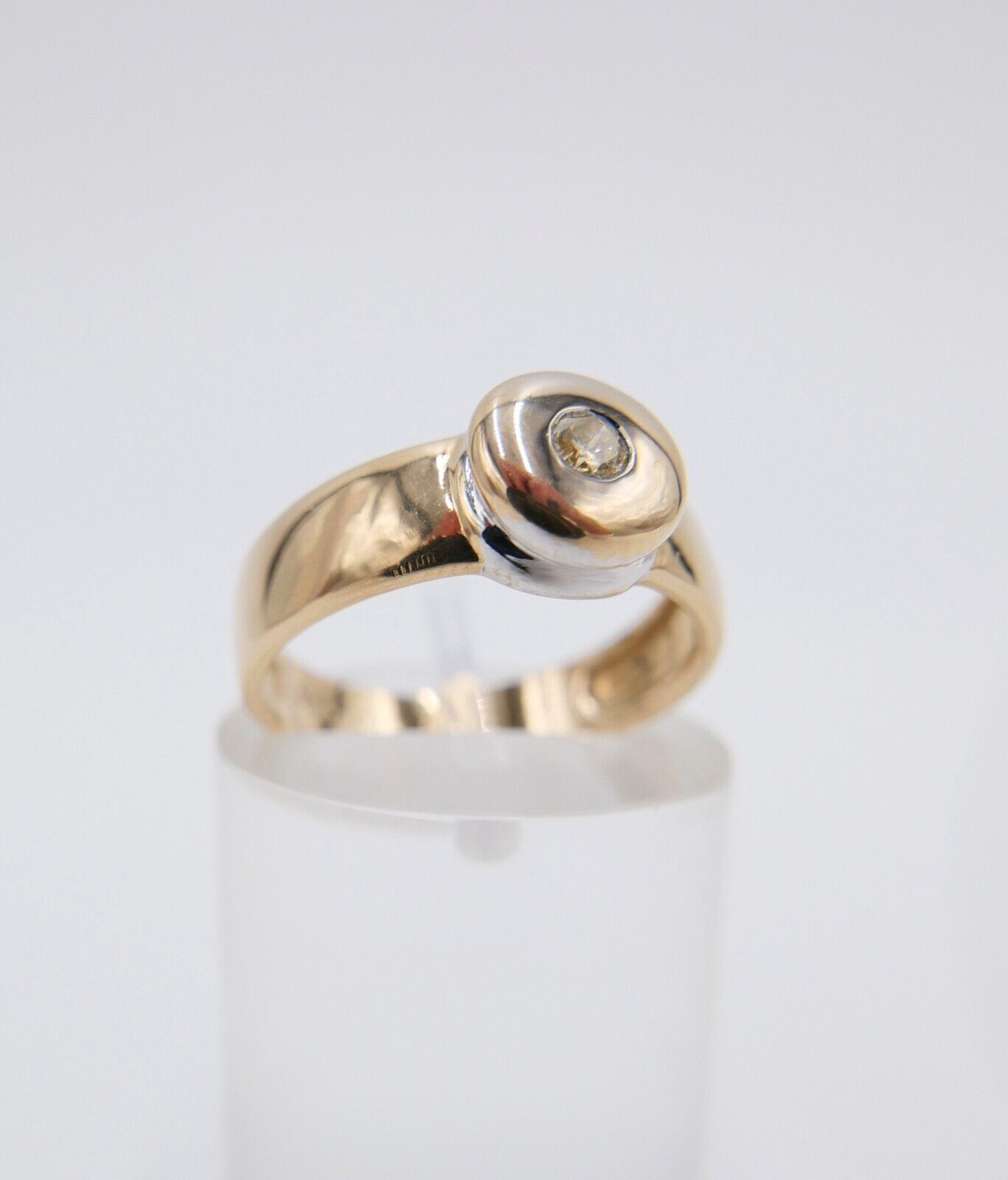 Solitär Bicolor Brillant 585 14K Fancy Yellow Gold Damen Ring 0,12 Ct Gr. 57 SI - Antikhandel-Stuttgart