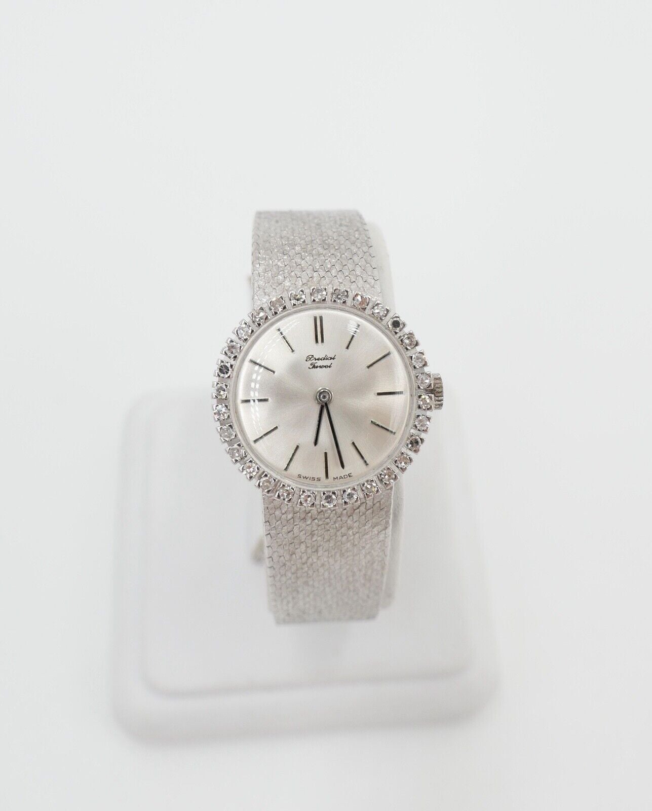 Elegante Predial Weißgold Damen Uhr mit Diamantbesatz 750/18K Lady watch Ø 24 mm - Antikhandel-Stuttgart