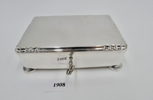 20er 30er Jahre WMF Dose Schatulle Schmuck Deckeldose versilbert mit Schlüssel - Antikhandel-Stuttgart