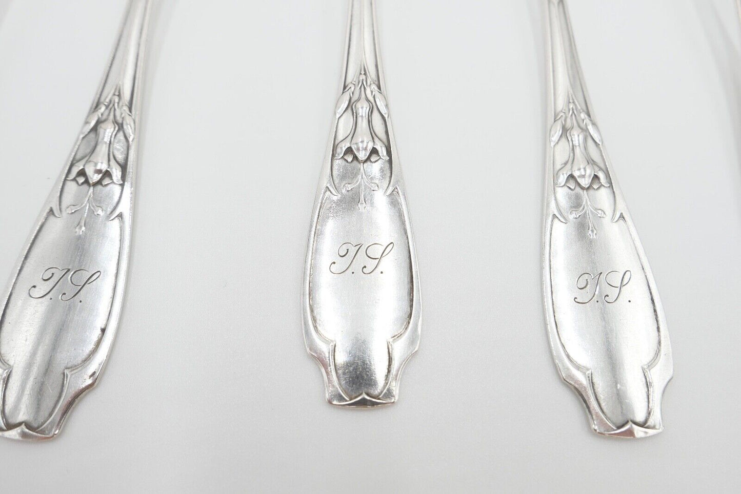 6x seltene antike Suppenlöffel LW Lutz & Weiss Monogramm JS 800 Silber 300,3 Gr - Antikhandel-Stuttgart