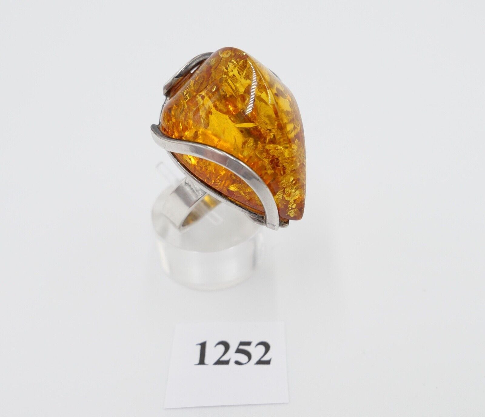 Bernstein Handarbeit Designer Ring Gr. 59 Silber 925 - Antikhandel-Stuttgart