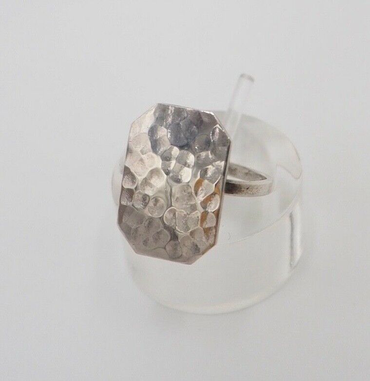 vintage 60er Jahre Silber 835 Ring Gr. 52 53 Ringkopf gehämmert Herren Damen - Antikhandel-Stuttgart