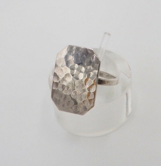 vintage 60er Jahre Silber 835 Ring Gr. 52 53 Ringkopf gehämmert Herren Damen - Antikhandel-Stuttgart